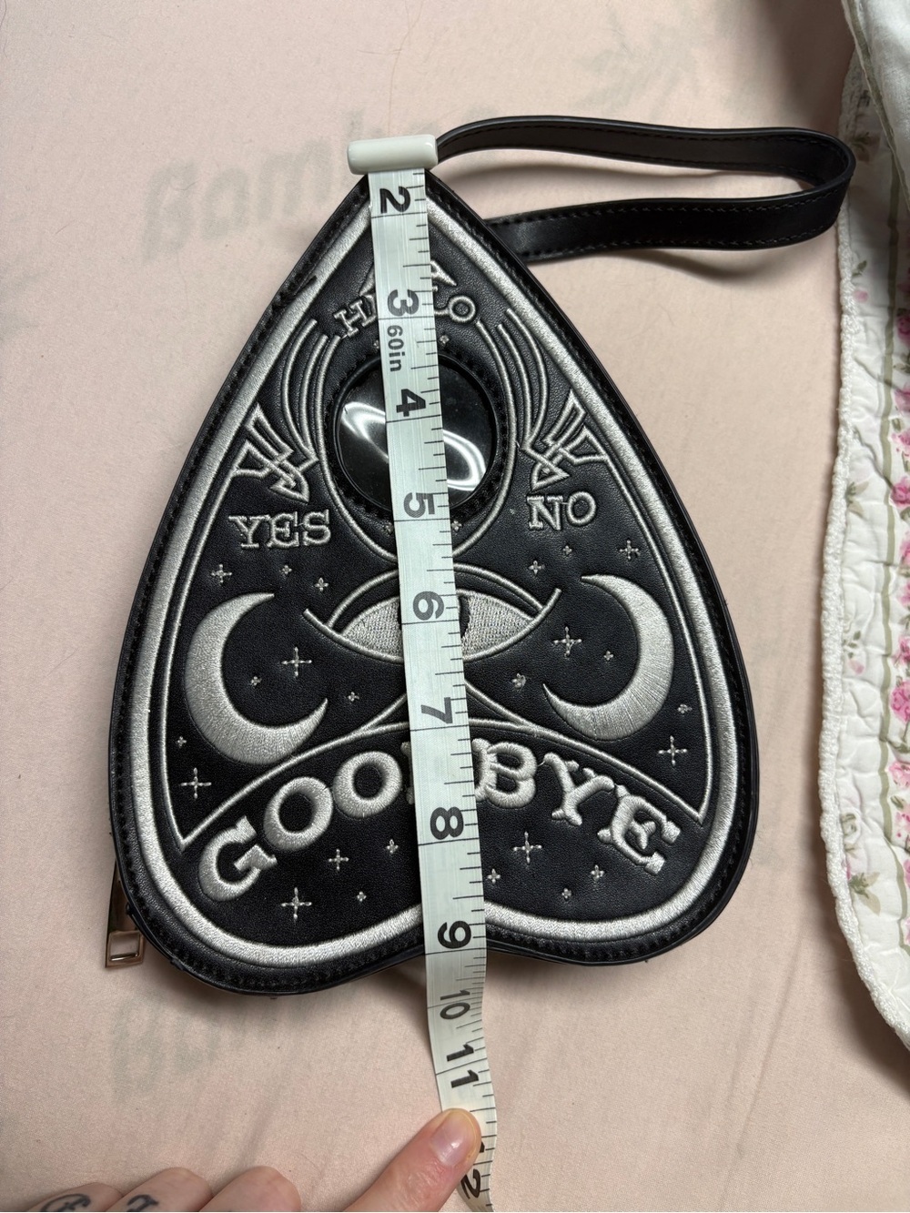 Spirit Board Black Crossbody Bag with matching Planchette Wristlet - Picture 12 of 13